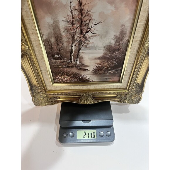 Original Oil On Canvas Painting With Winter Landscape Cottage On The Lake 15” - Picture 8 of 16